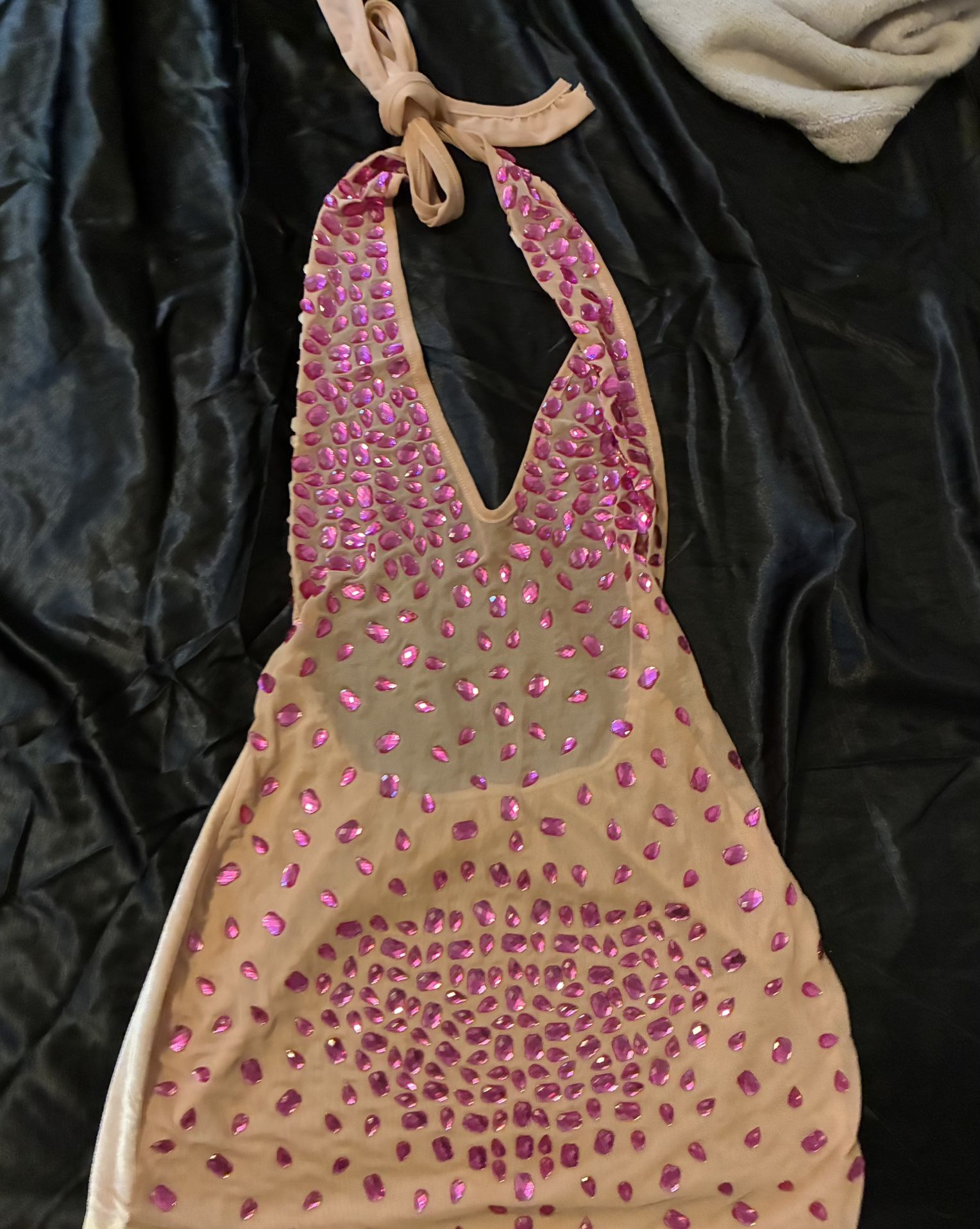 Small Tan Pink Crystal Dress 