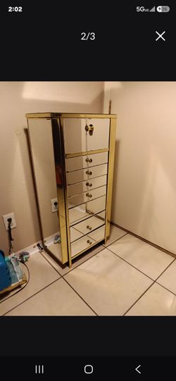 Hollywood Glass Jewelry Dresser