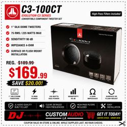 JL Audio Evolution C3 Series Car Tweeters 1" Silk Domed Tweeters 225 Watts C3-100CT 🚨 Payment Options Available 🚨 No Credit Needed 🚨