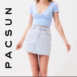 PacSun Denim Cut-Off  Mini Skirt Striped Size 23/00 PRICE FIRM
