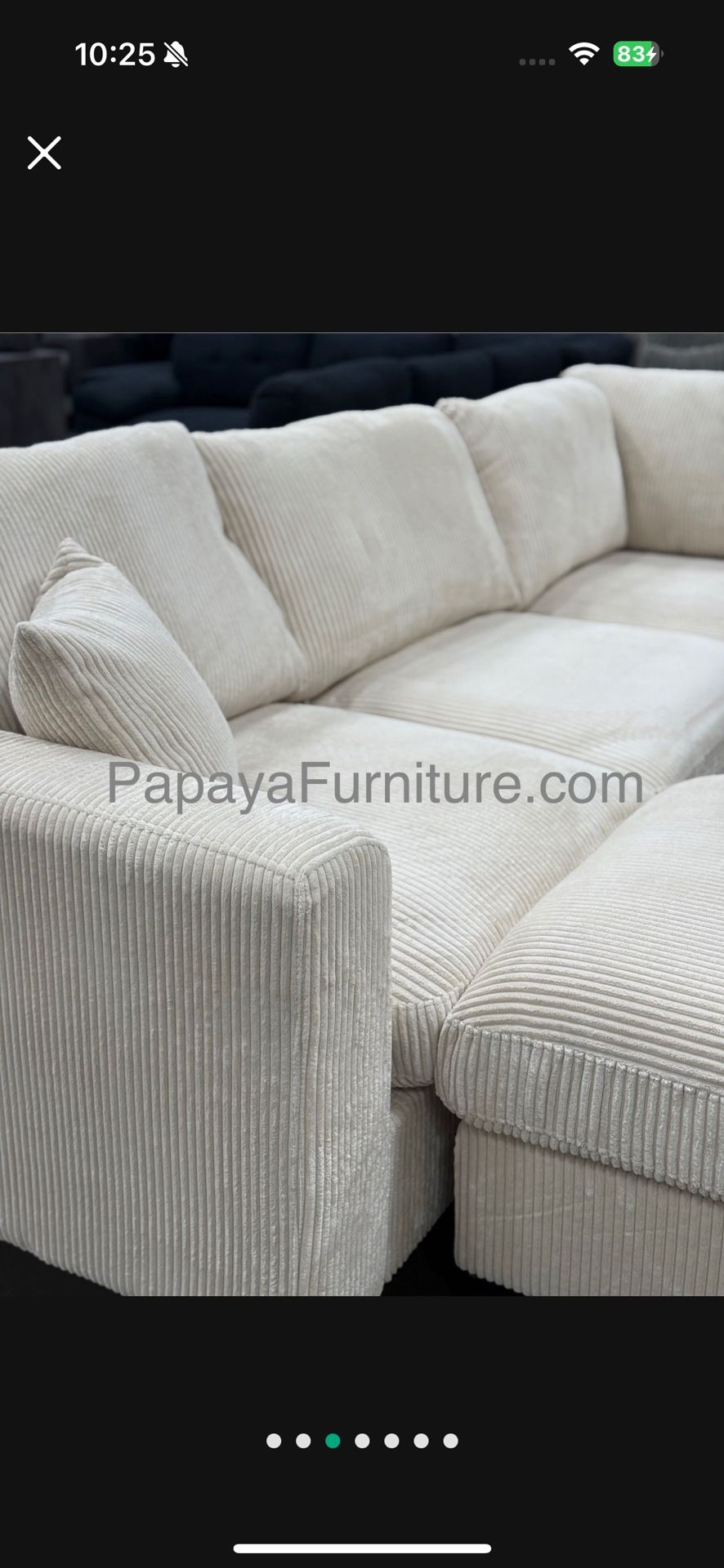 New Ivory White Beige Sectional Sofa And Ottoman Set Ashley Style Designer Couch Furniture Warehouse Discount Sale Soft Plush Fabric Modern Furniture 