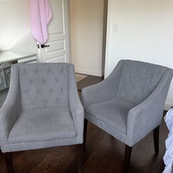 Set Of Grey Tufted Chairs