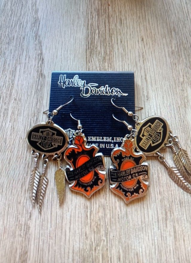 2 Pairs Harley Davidson Earrings