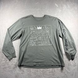 Gap × Jean-Michel Basquiat Men’s L Green Graphic Longsleeve T-Shirt Casual #7A