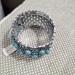 Turquoise and Silver Bangle
