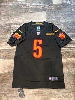 Jayden Daniel’s (sz below) black Washington commanders football Jersey