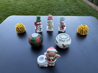 Christmas Candles In Holders For Sale