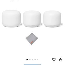 Nest WiFi Router AND 3 Points - WiFi Extender with Smart Speaker - Works with Google WiFi (4 Pack) White