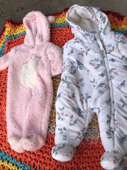 Two winter onesies size 3-6 months