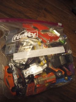 Bag of hot wheels and toy cars