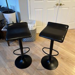 Espresso Brown Faux Leather Bar Stools