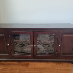 TV stand stereo cabinet entertainment center with glass doors