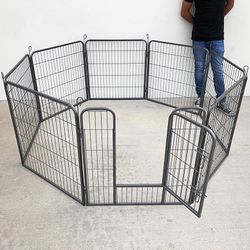 (NEW) $100 Heavy Duty 8-Panel Dog Playpen, Each Panel 32” Tall X 32” Wide Pet Exercise Fence Crate Kennel Gate 