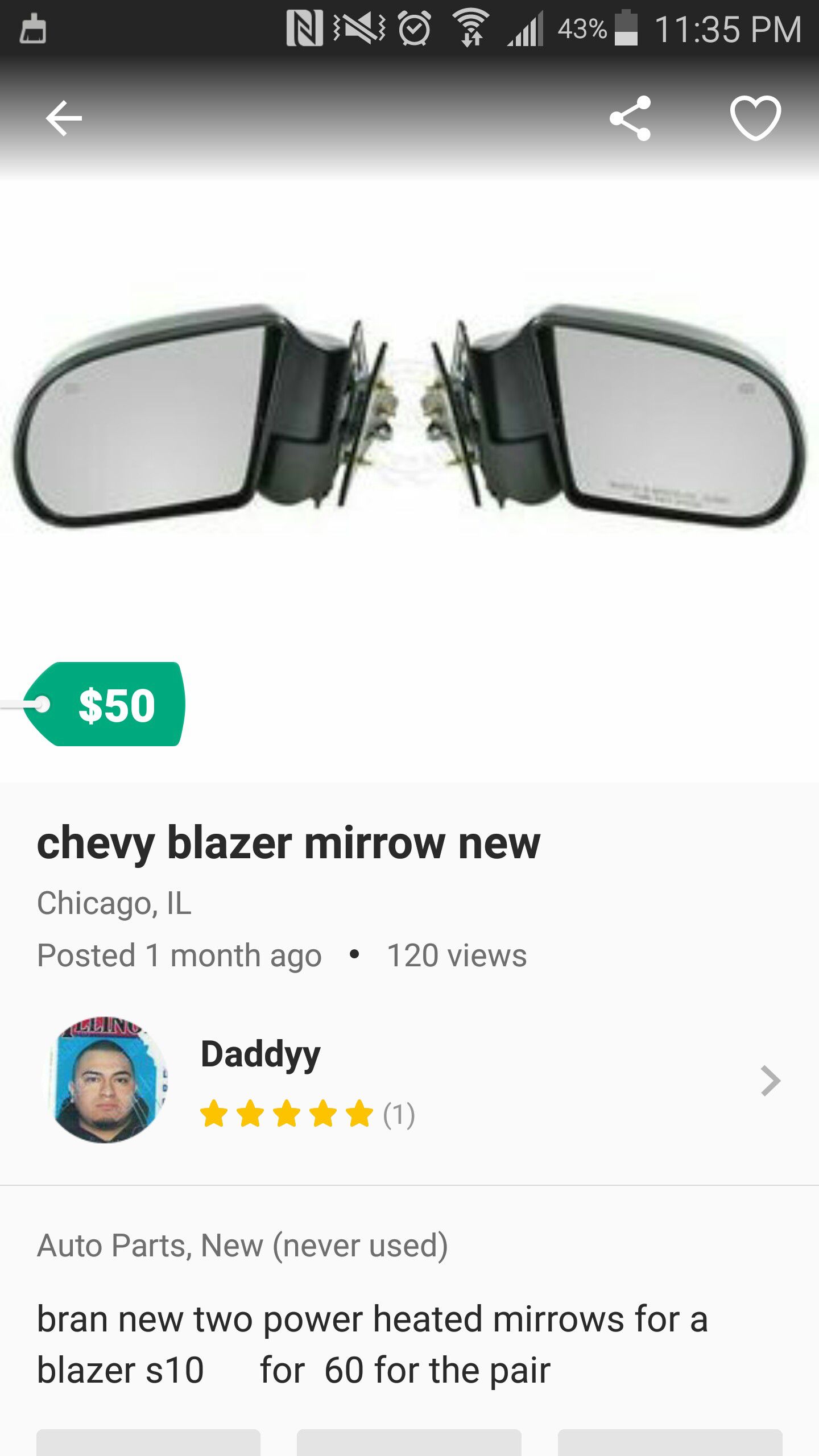 mirrows 2000 blazer heated power