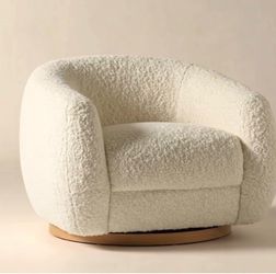 Cream Boucle Swivel Accent Chair