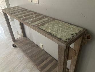 MOVING SALE VERY BEAUTIFUL AND MULTI SERVICE CONSOLE TABLE- TIVI STAND -BUFFET SERVICE CART - LIKE NEW CONDITION 60” BY 13 “ AND 36” HIGH PICK UP