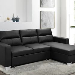 New Sectional Black Or White Leather 