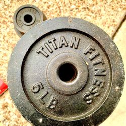 TITAN FITNESS (Lots Of WEIGHTS ( 16pcs 5lbs; 6pcs 2.5lbs; 3pcs 1.5lbs)