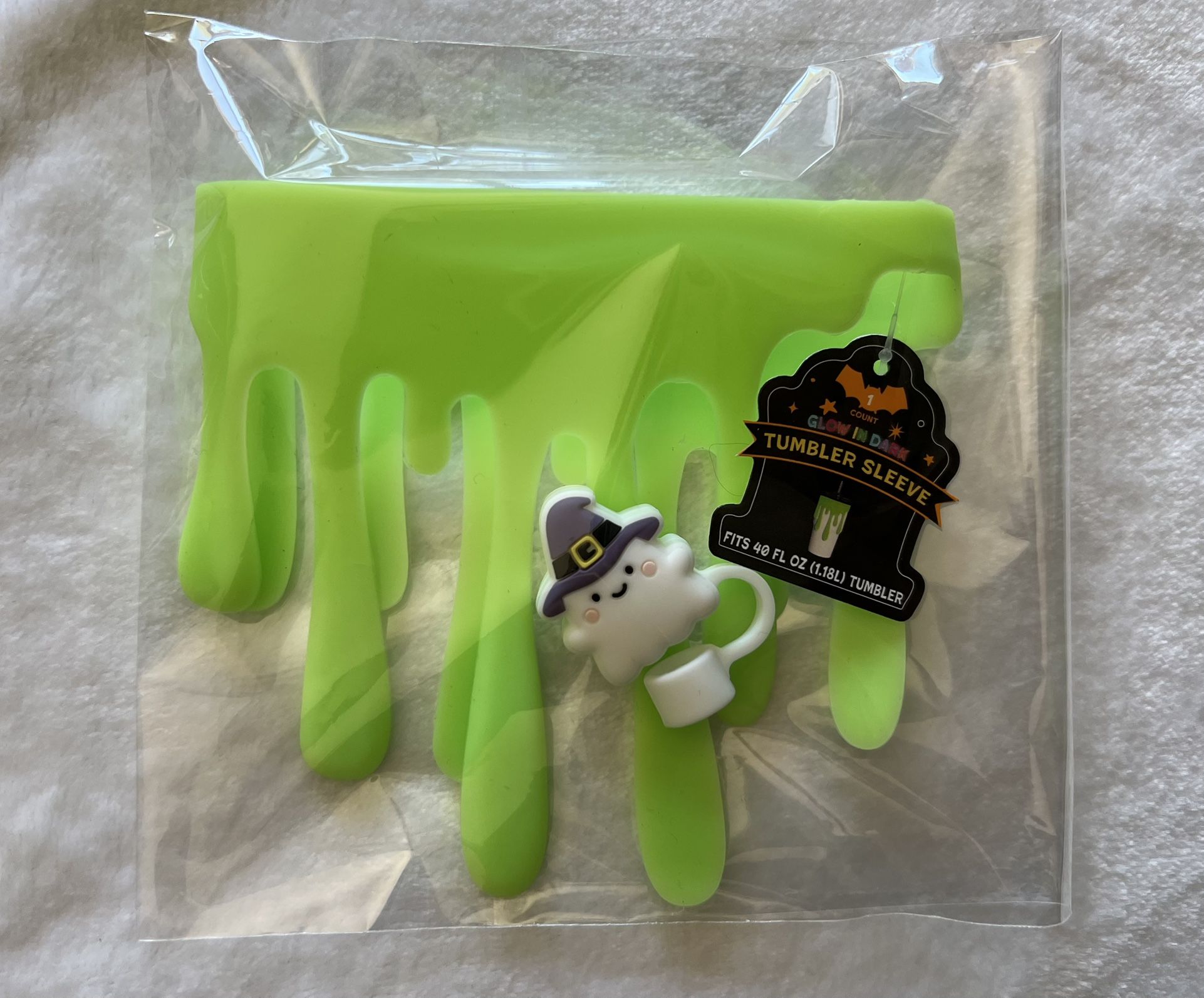 Glow In The Dark Tumbler Sleeve W/ Ghost Straw Topper