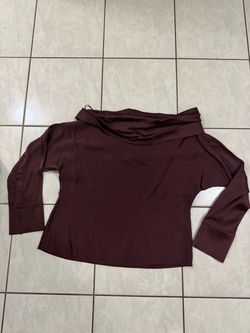 Burgundy Zara Off-Shoulder Long Sleeve Top