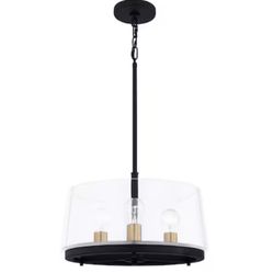 Quoizel Whitlock 3 -Light Matte Black and Brushed Weathered Brass