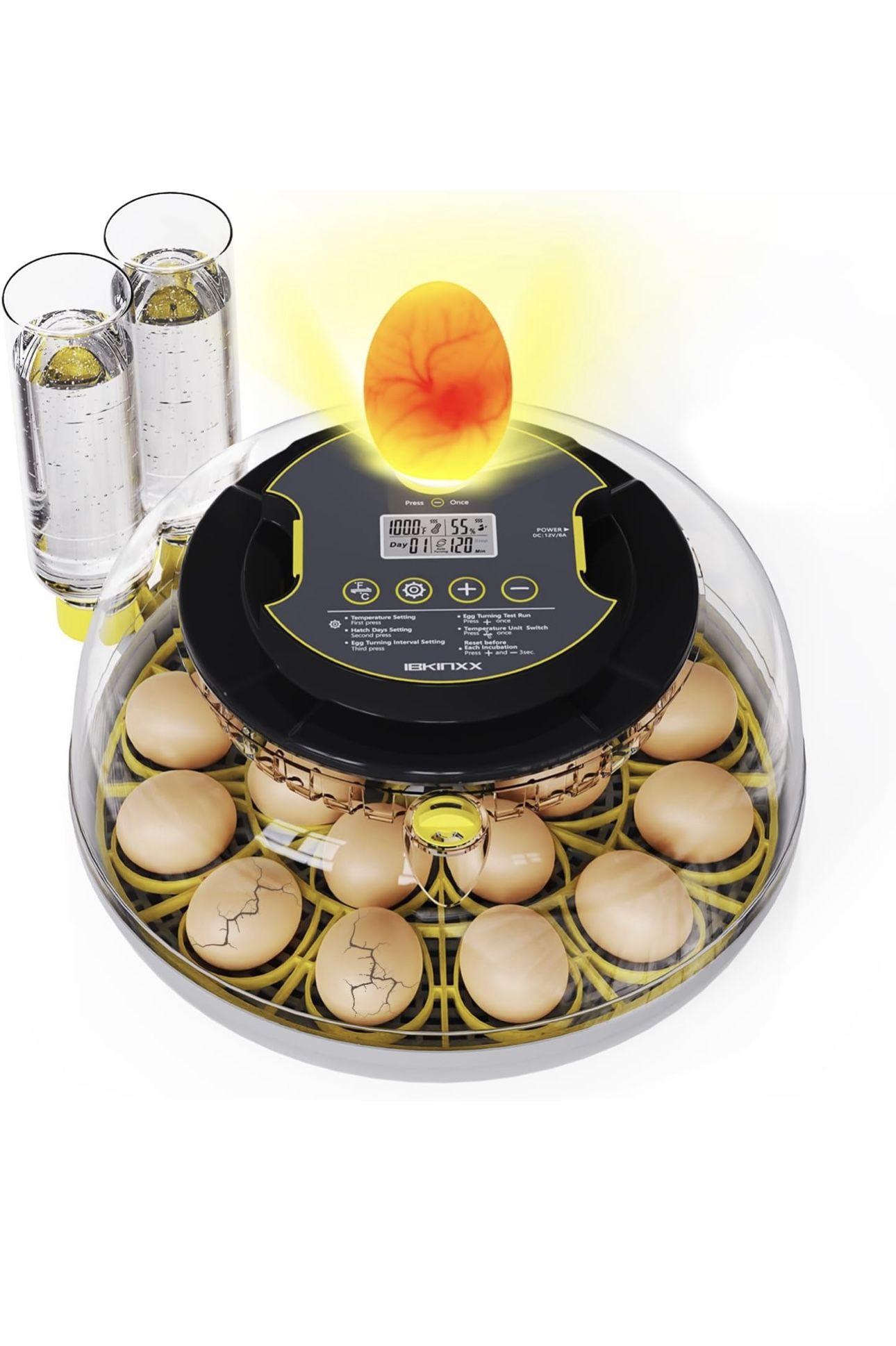 Incubator for Hatching Eggs-18 Egg Capacity, Automatic Egg Turner, Temperature & Humidity Control, 360° Viewing for Chicken, Duck and Quail Eggs