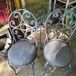 Refinished Bistro Set 3pc Silver Gray