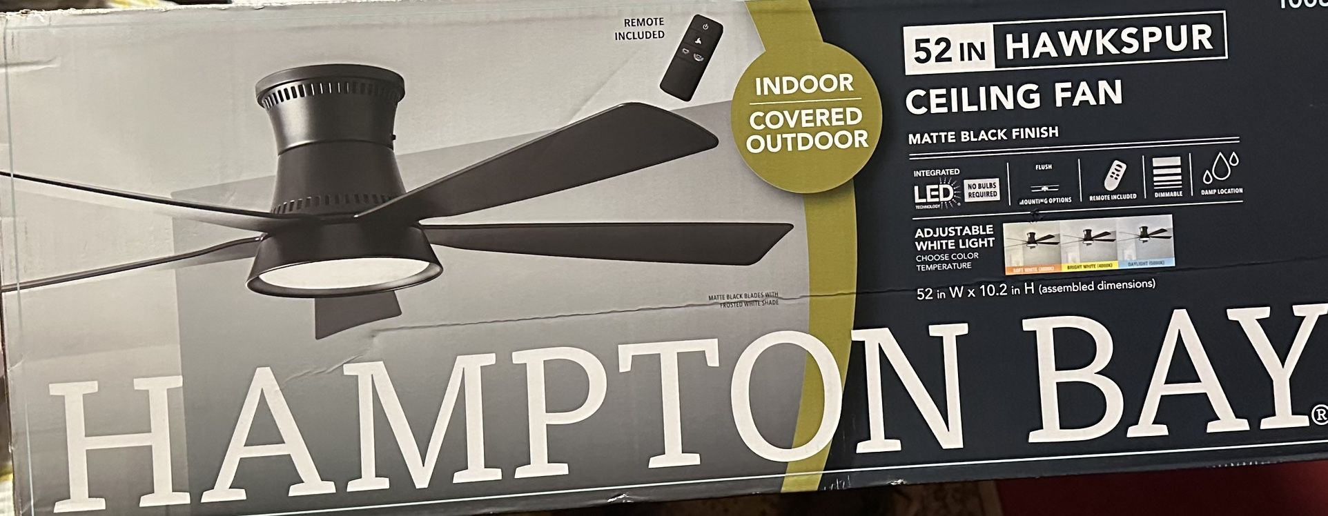 Hampton Bay 52 Inch Hawkesbury Ceiling Fans, Matt Black Finish