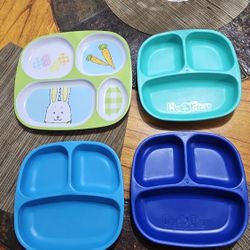 3 Re-Play Toddler Plates with Dividers And Easter Divider Plate
