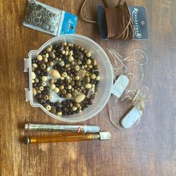 Beads/leather/silver Leaf Pen/glass Cutter/leather/jump Ring