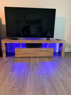 Modern 63” TV Stand / Entertainment Center with LED Lights & Hidden Storage