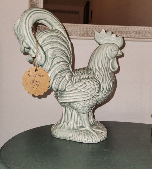 Ceramic Green Glazed Rooster