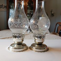 Two REALLY NICE  CROME CANDLE HOLDERS 12 INCHES TALL 