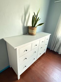 White Wide Dresser with 8 Drawers