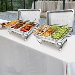 4 Pack 3 Tray Chafing Dish Buffet Stainless Steel 10 Quart
