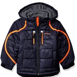 London Fog Boys' Camo Puffer Jacket Navy Sz 5/6