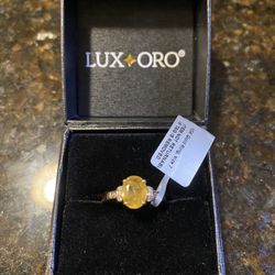 Genuine NEW 10K Gold Yellow Sapphire & Diamond Ring - sz 7