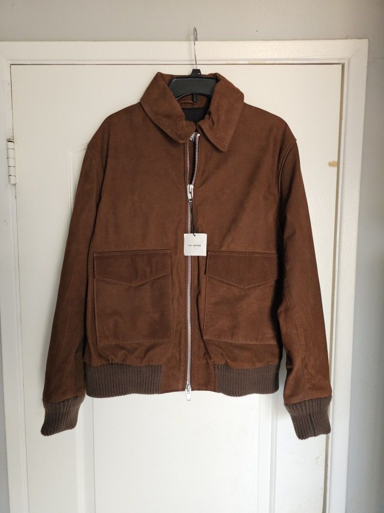 Men's Zara Brown Aviator Pilot Jacket Suede Nubuck Leather Medium