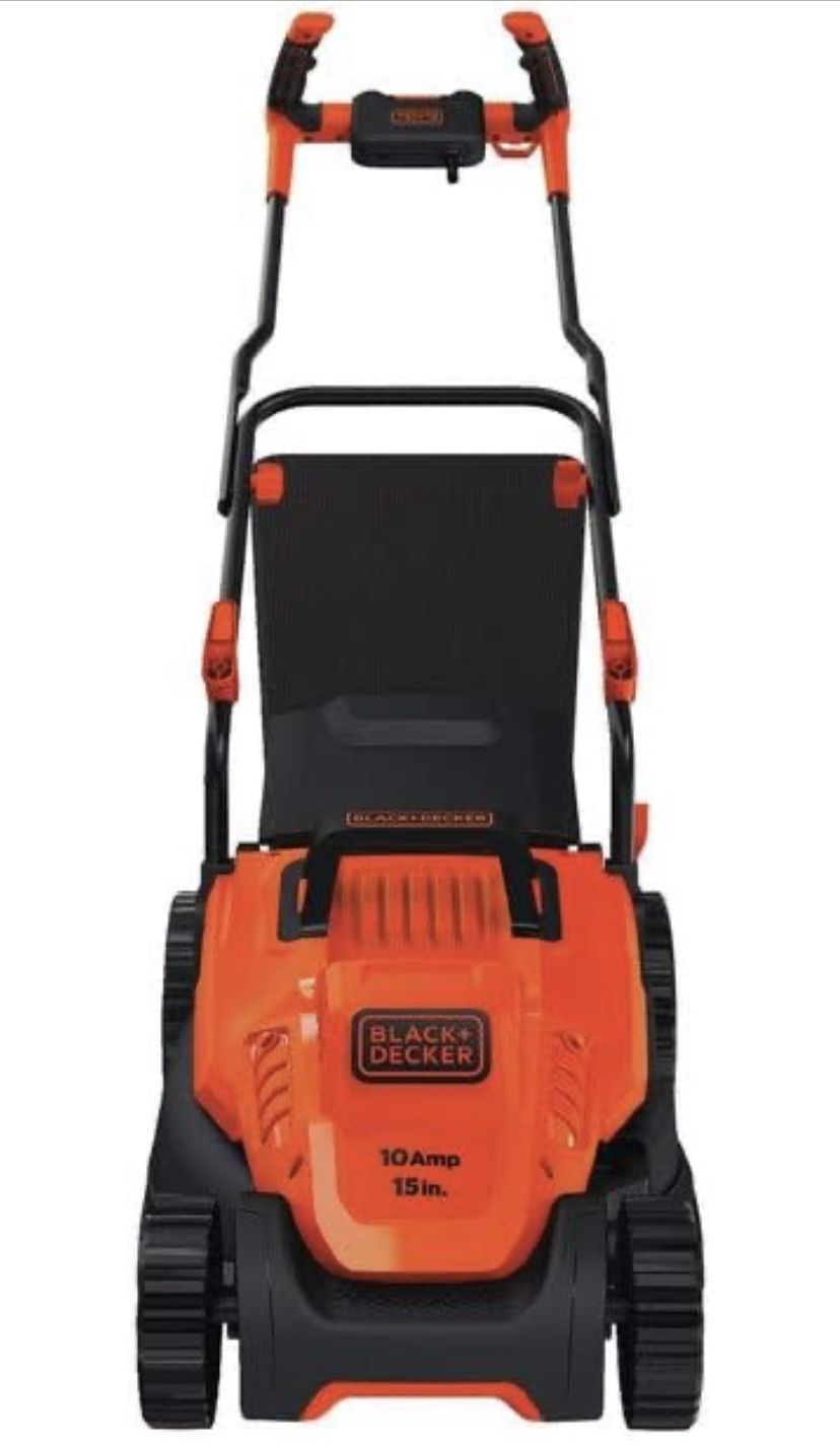 BLACK+DECKER Electric Lawn Mower with Bike Handle, 15-Inch, 10-Amp, Corded (BEMW472BH)