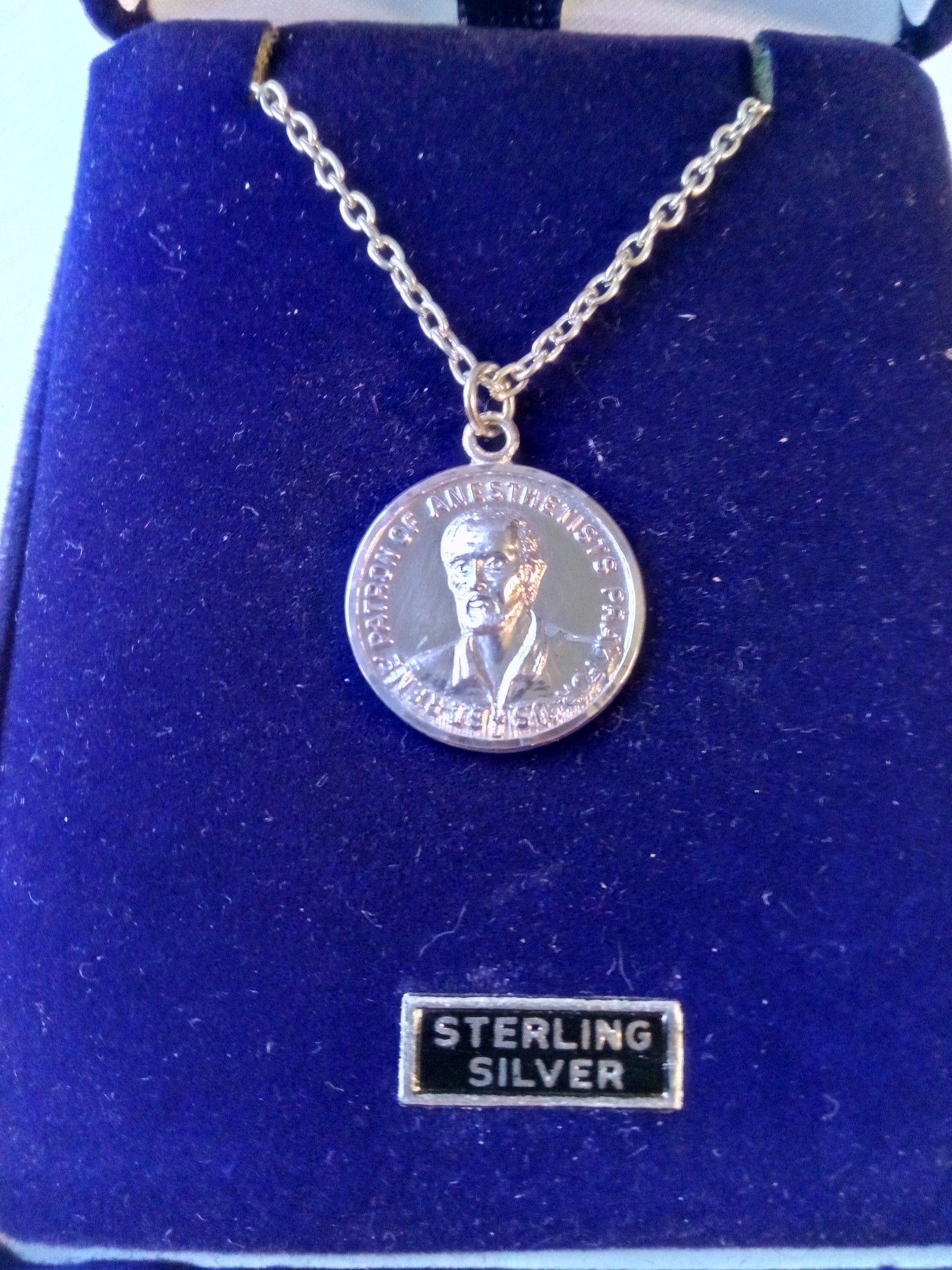 St. Rene, Patron Saint of Anesthesiologists, Sterling Silver Medal on a 18 inch or 24 inch Stainless Steel Chain. Religious Jewelry.