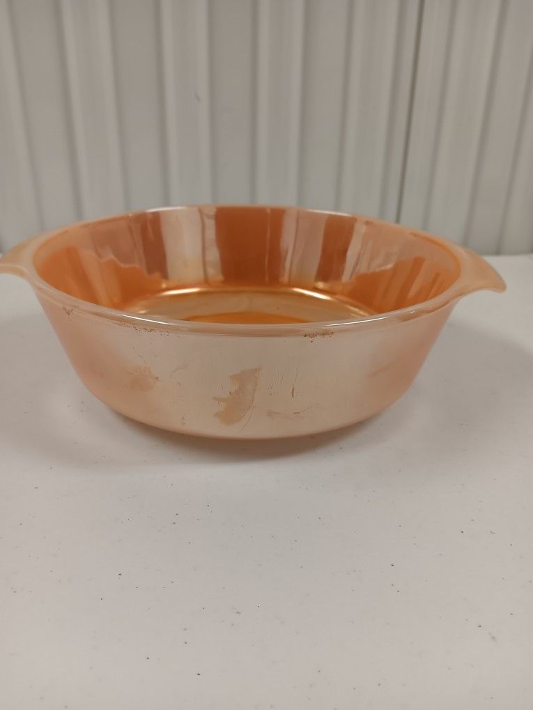 Vintage Anchor Hocking Fire King Baking Casserole Ovenware 437 Peach Lustre 1.5