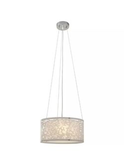 Hampton Bay 3-Light White Ceiling Drum Pendant