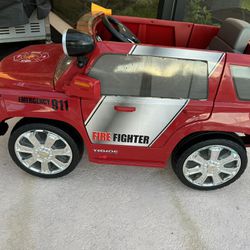Red Chevy Tahoe Firetruck Battery Powered Electric Operated Ride On-6V