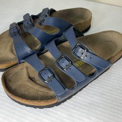 Birkenstock Navy Three Strap Sandals Slip On Size 38: L7/ M5
