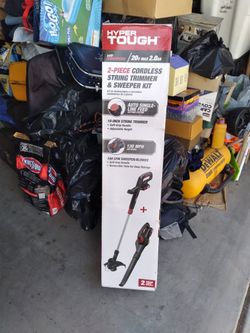 Hyper Tough 2 Piece Cordless String Trimmer and Sweeper Set