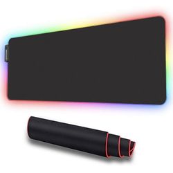 LUXCOMS RGB Soft Gaming Mouse Pad Large , Oversized Glowing Led Extended Mousepad ，Non-Slip Rubber Base Computer Keyboard Pad Mat