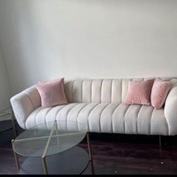 Sofa and glass tables