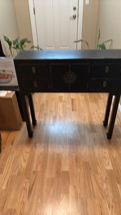 Bundle Black Asian-Style Consoled Table with Drawers