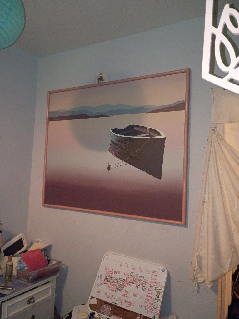 Large Wall Painting Of Boat Anchored