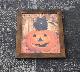 Framed Vintage Photo Print - Black Kitten on Jack-o'-Lantern Halloween Decor Art (8x10)